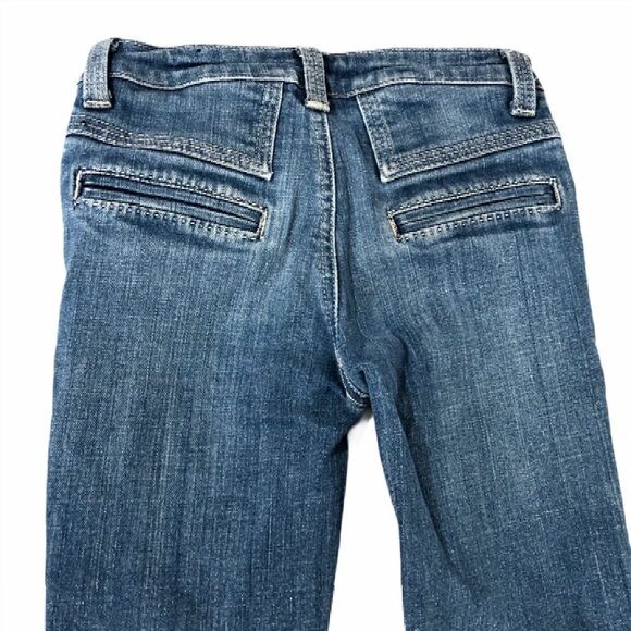 Jeans Distressed Women 7 Blue Medium Wash Pockets Straight Leg Low Rise Slimming - Picture 5 of 7